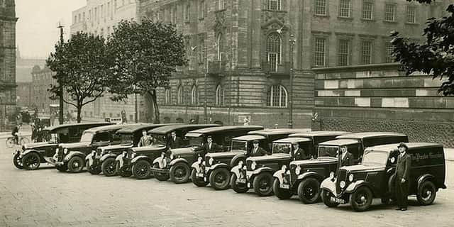 The Preston Guardian's fleet of delivery vehicles pictured in 1936, illustrating how newspaper distribution had developed since the paper's Victorian beginnings