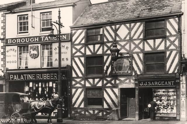 The Borough Tavern and Grey Horse and Seven Stars on Fishergate, Preston. Both properties were purchased by John Toulmin in 1923 to provide additional space for the newspaper business