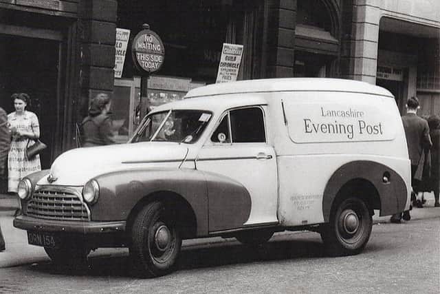 A Lancashire Evening Post delivery van pictured during Preston Guild in 1952