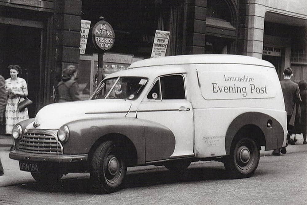 A Lancashire Evening Post delivery van pictured during Preston Guild in 1952