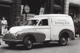A Lancashire Evening Post delivery van pictured during Preston Guild in 1952