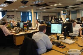 The Lancashire Evening Post newsroom at Oliver's Place, Broughton, where journalists produced the newspaper following its move from Fishergate in 1989