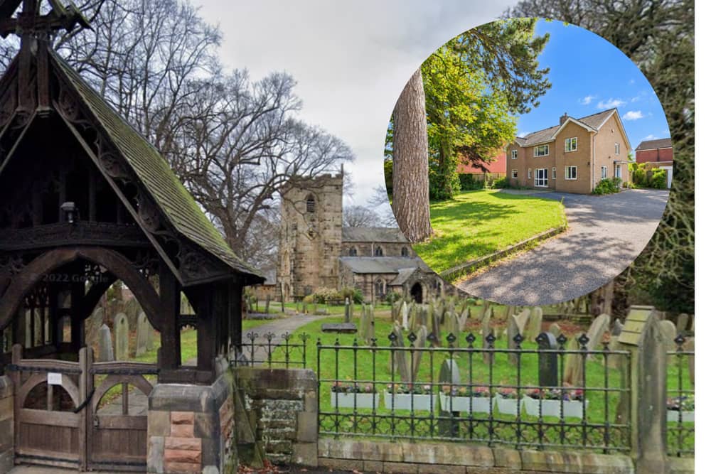 St Mary's Church, Penwortham and vicarage (inset)