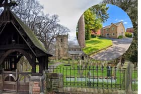 St Mary's Church, Penwortham and vicarage (inset)