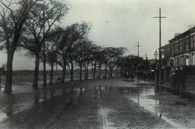 Flooding on Broadgate, Preston, where high water was a familiar sight before modern river defences were built