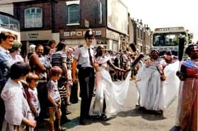 Colour and crowds on the streets of Preston during the Caribbean Carnival in 1978