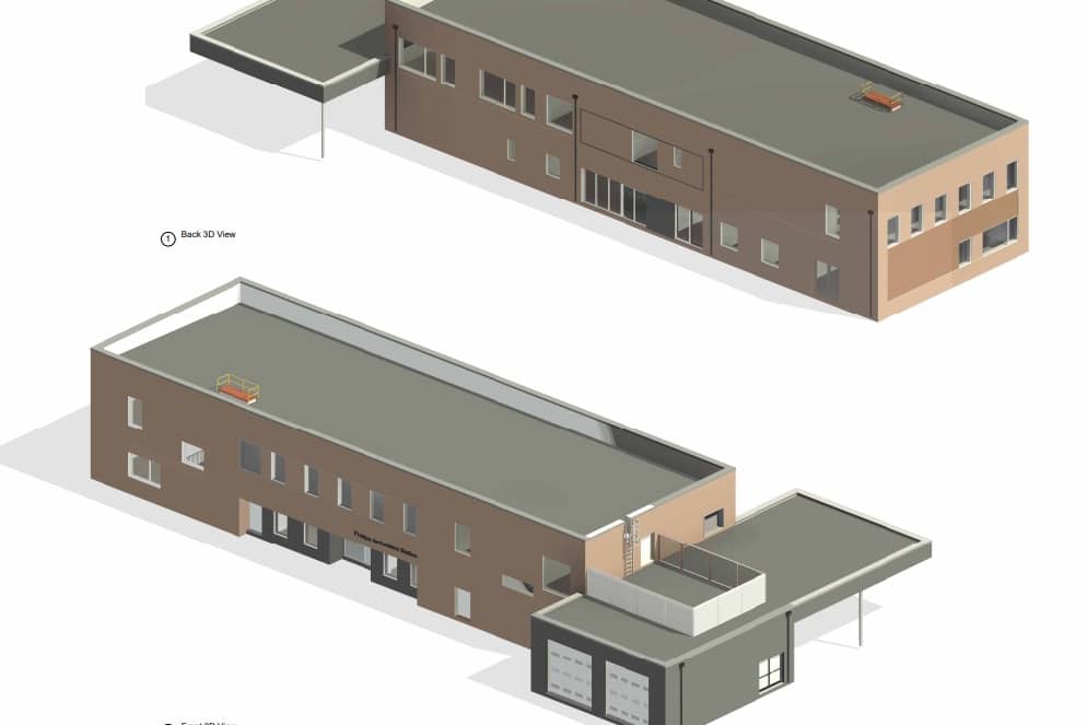 How the front and rear of the new building could look