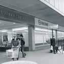 Fine Fare at St John's Shopping Centre in 1983, with the subway entrance leading to Preston Bus Station. The supermarket closed in October that year