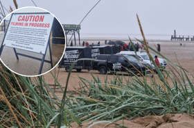 BBC crews are at St Annes Beach as they film new TV drama Dragon Slayers