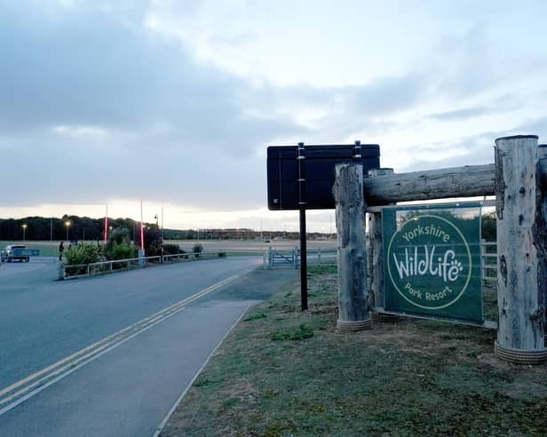 The entrance to the Yorkshire Wildlife Park, where a man died on Saturday after entering the tiger enclosure