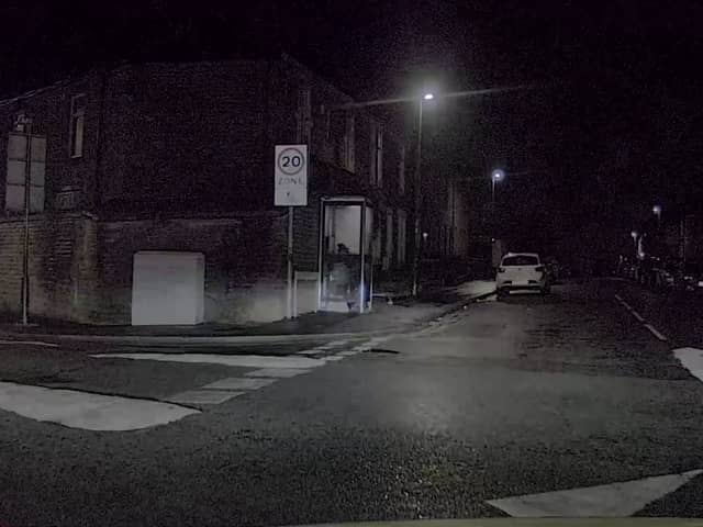 Whilst on proactive patrols in Accrington on Saturday night officers noticed a male standing inside a telephone box on Richmond Street with his hood up and a cap pulled down   