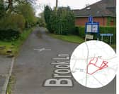 Brook Lane and inset, the planned development site for up to 220 homes
