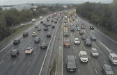 Camera footage of slow traffic on the M6 J32-33, Preston, at around 4:50pm