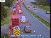 Severe delays are being reported on the M6 northbound between junction 31, A59 Preston New Road at Samlesbury, and junction 32, M55 Broughton Interchange.