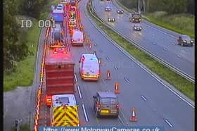 Severe delays are being reported on the M6 northbound between junction 31, A59 Preston New Road at Samlesbury, and junction 32, M55 Broughton Interchange.