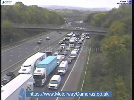 Two lanes - 1 and 2 - have since reopened, but lane 3 remains closed while National Highways assess damage to central reservation barrier. Lane 3 also remains closed on the southbound carriageway.