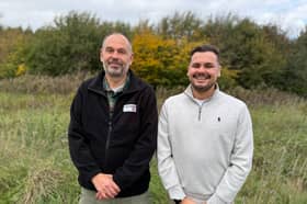 Cllr Joshua Roberts (right) and Ian Wright from the Treescapes team at Chisnall Wood in Wrightington