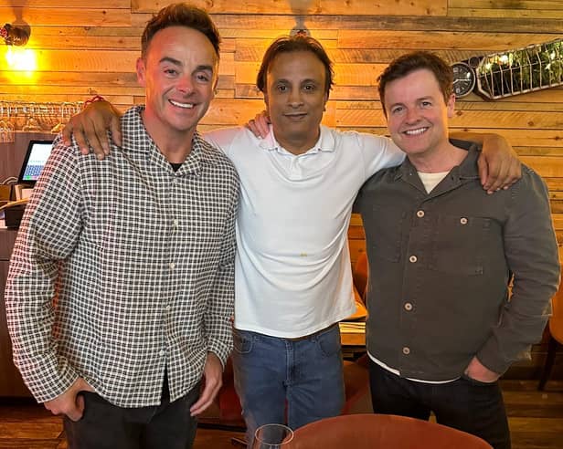 Ant and Dec with Ben Vara, owner of Jai Lounge in St Annes