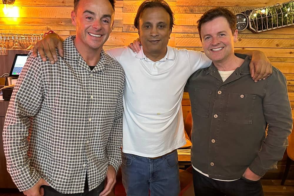 Ant and Dec with Ben Vara, owner of Jai Lounge in St Annes