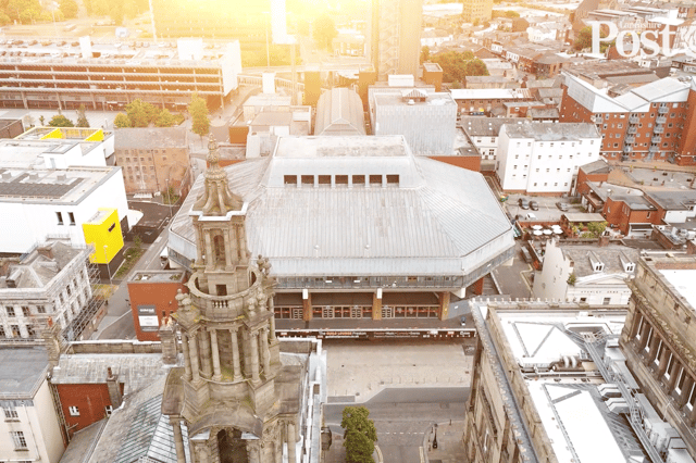 Preston Guild Hall from the air 2026