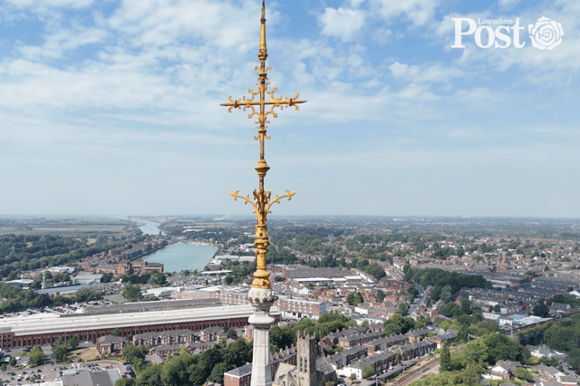 St Walburge's re-gilded cross