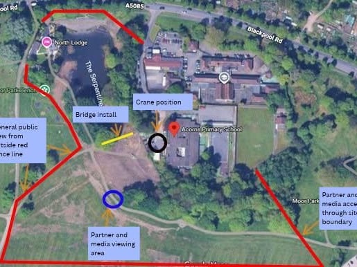Map shows where to watch the bridge install at Moor Park