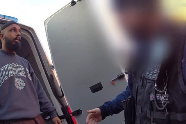 Undated handout screengrab issued by Greater Manchester Police from body worn footage of the arrest of high school teacher Abusali Rahman who has been jailed for six years at Bolton Crown Court after he took classroom up-skirting photos of schoolgirls and used AI to "nudify" their social media profile pictures.