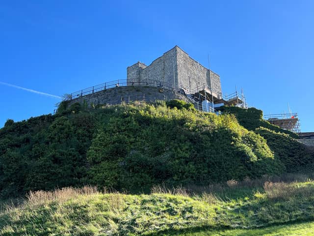 The scaffolding and protective cladding around the 800-year-old Clitheroe Castle keep is nearly down after a nine-month renovation scheme.
