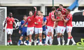 Wrexham's Ben Whiteman celebrates scoring his team’s second goal 