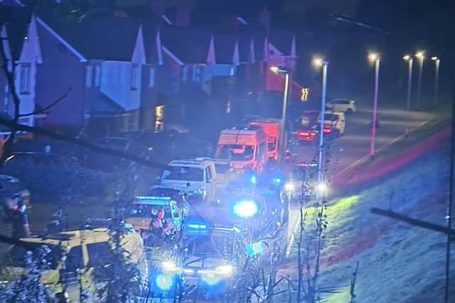 Emergency services at the scene in Bowness Drive, Leyland, last night (Saturday, October 17)