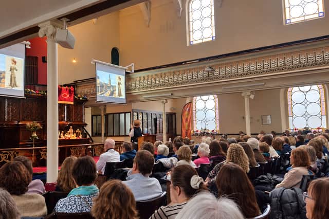 Susan Douglass gives the Annual Christmas Talk for the Friends of Winckley Square