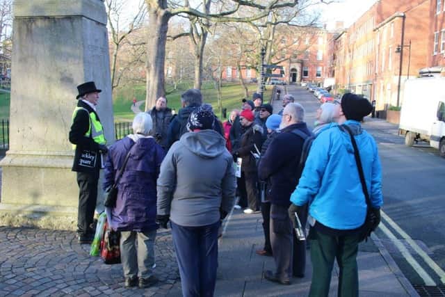 Guided walk Peter Wilkinson leading a guided heritage walk for former residents of Winckley Square
