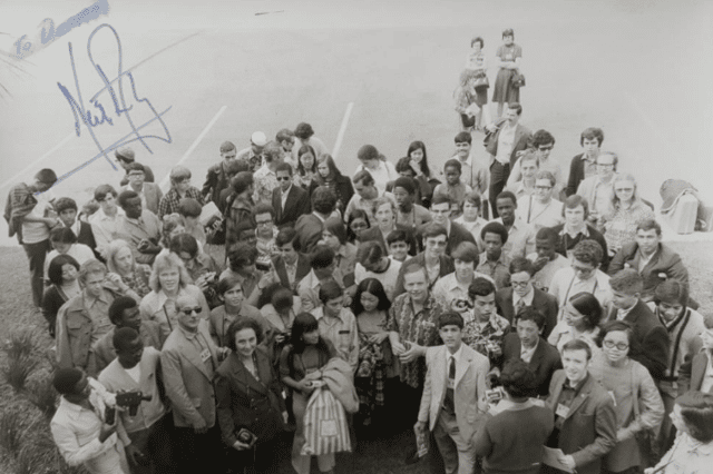 The International Youth Science Tour students - signed by Neil Armstrong himself