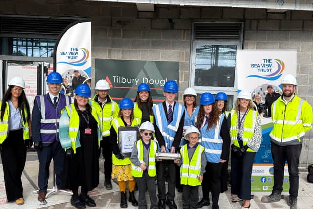 Sea View Trust Central Team members, Tilbury Douglas colleagues and Applebee Wood Staff and pupils