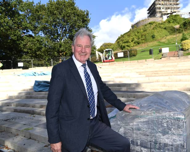 Stuart Hirst, chairman of Ribble Valley Borough Council’s community services committee, at the Clitheroe Castle bandstand.