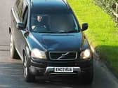 Defendant Simon Richardson in his vehicle after the fatal collision with cyclist Michael Mullins