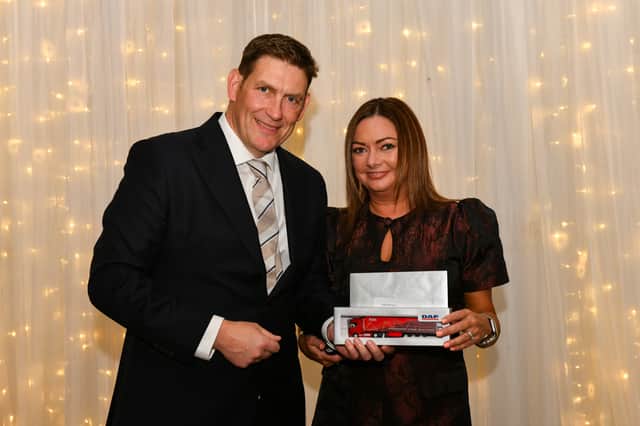 Sally Blamire reaches the 25 year milestone. Pictured with MD Phil Jones