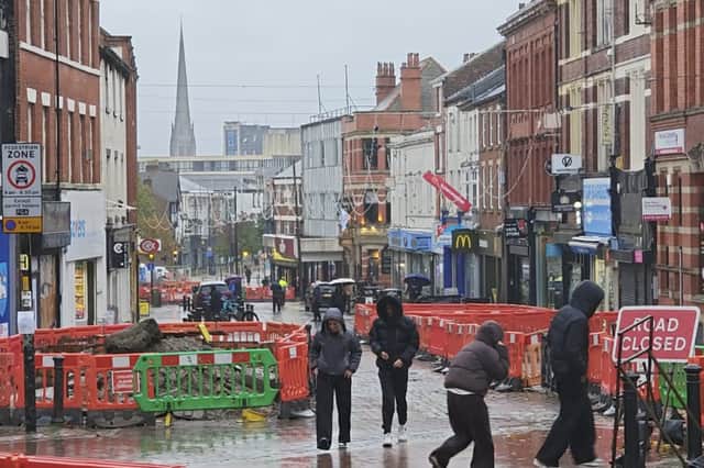 The start of harsh weather on Friargate, Preston