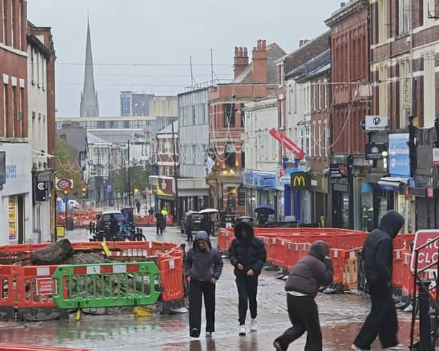 The start of harsh weather on Friargate, Preston