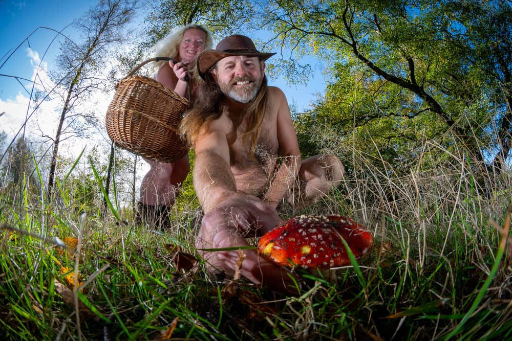 The Naked Foragers Colin and Sadie of Forest Horizons run foraging courses for wild food at Rivington near Chorley