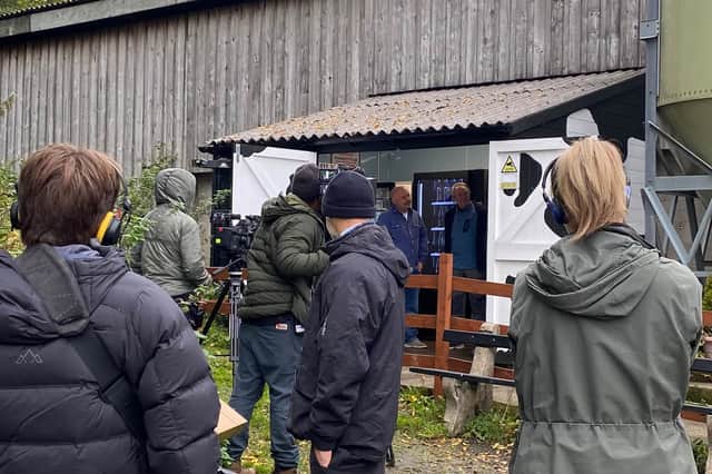 The BBC film crew at The Milking Parlour.
