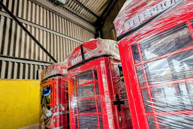 Preston's famous red telephone boxes in storage