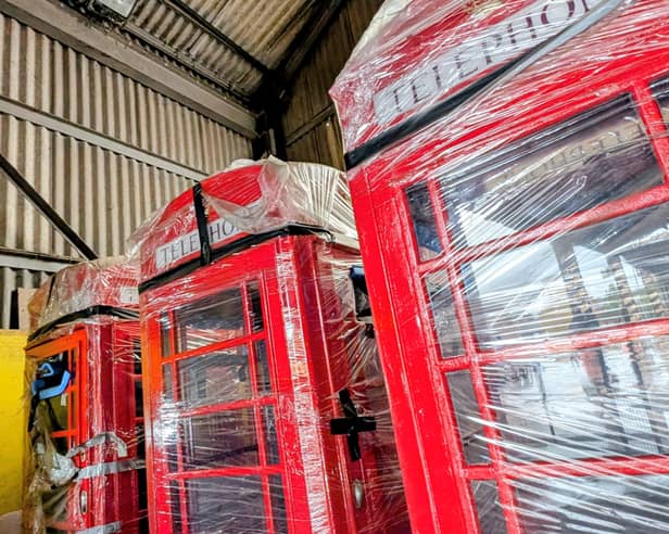 Preston's famous red telephone boxes in storage