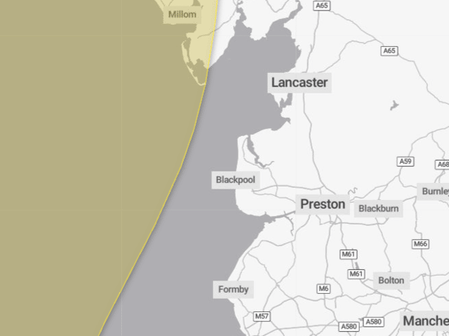 While the Met Office weather warning doesn't cover Lancashire, the county will experience strong gales.