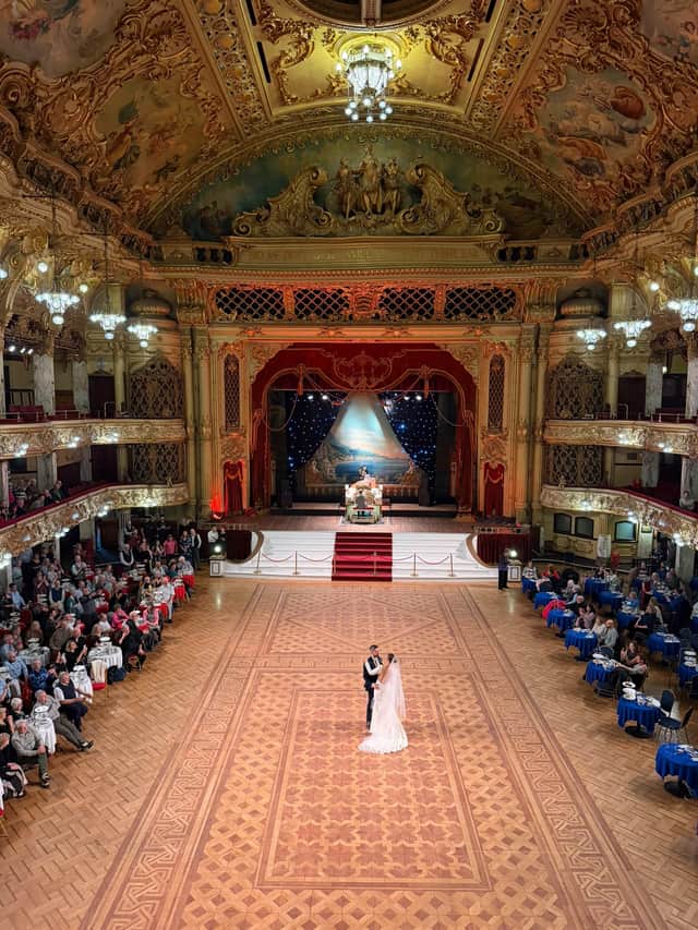 Paul and Leigh Hutchinson danced on Blackpool Tower Ballroom's famous dance floor on their wedding day