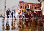 Paul and Leigh Hutchinson, from Leyland,  and their guests braved Storm Boelo when they married in Blackpool on Saturday 