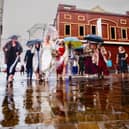 Paul and Leigh Hutchinson, from Leyland,  and their guests braved Storm Boelo when they married in Blackpool on Saturday 