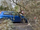 20-year-old Lucy Page from Coppull had a near miss yesterday while travelling to work in the grip of Storm Boelo when a tree fell on top of her car. 