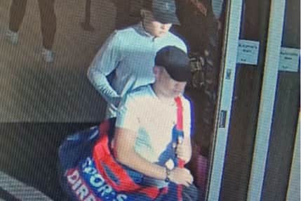 Police want to speak to the men in connection with a £3K theft from Tesco Towngate