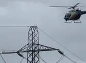A helicopter has been spotted this morning hovering over Preston Marina checking power lines following storm damage 